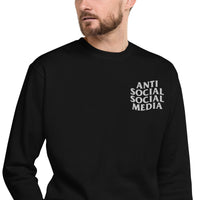 EMBROIDERED ANTI SOCIAL SOCIAL MEDIA CREW NECK