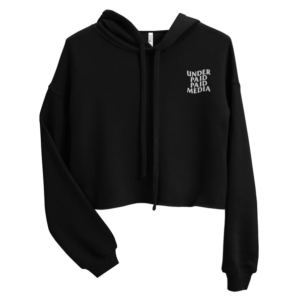 Embroidered Under Paid Paid Media Crop Hoodie