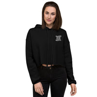 Embroidered Under Paid Paid Media Crop Hoodie