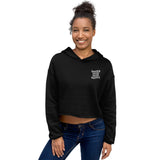 Embroidered Under Paid Paid Media Crop Hoodie