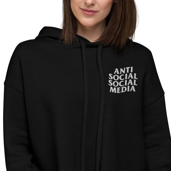 Embroidered ANTI SOCIAL SOCIAL MEDIA Crop Hoodie – Digital ...