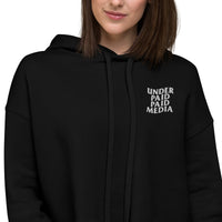 Embroidered Under Paid Paid Media Crop Hoodie