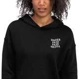 Embroidered Under Paid Paid Media Crop Hoodie