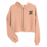 Embroidered Under Paid Paid Media Crop Hoodie