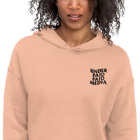 Embroidered Under Paid Paid Media Crop Hoodie