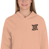 Embroidered Under Paid Paid Media Crop Hoodie