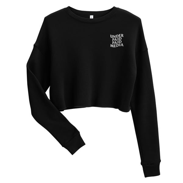 Embroidered Under Paid Paid Media Crop Sweater