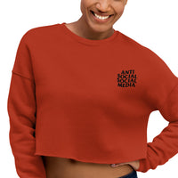 Embroidered Anti Social Social Media Crop Sweater